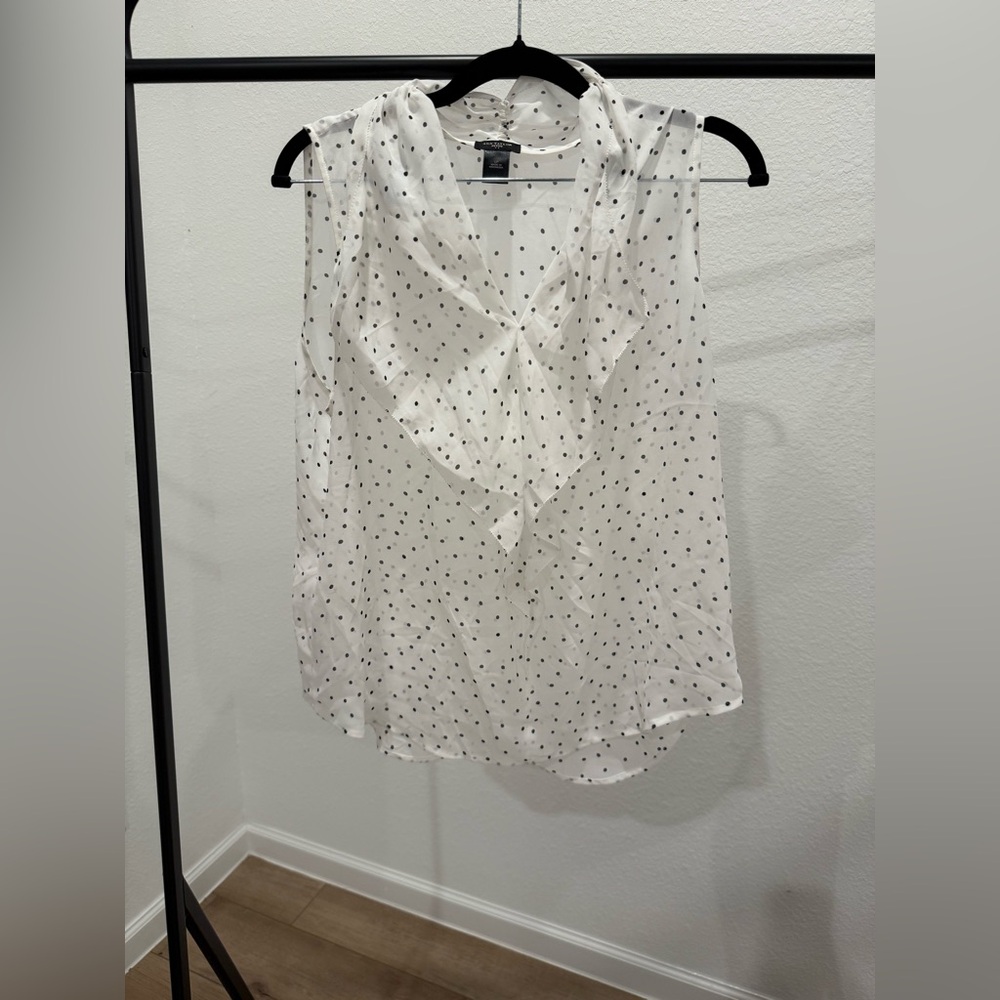 Ann Taylor White Polka Dot Blouse